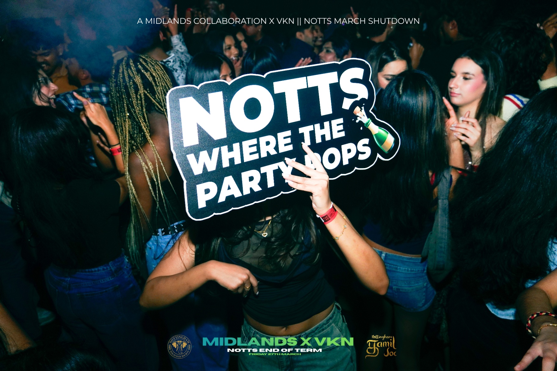 VKN Events crowd at a South Asian nightlife event in Nottingham